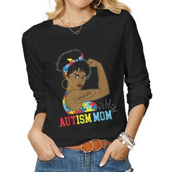 Autism Mom Unbreakable Autism Awareness Afro Black Women Women Long Sleeve T-shirt | Mazezy