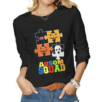 Autism Squad Boo Halloween Group Matching Teacher Kids Women Women Long Sleeve T-shirt | Mazezy
