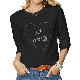 Womens Awesome Friday Im In Love Heart For Ladies - Black Women Long Sleeve T-shirt | Mazezy