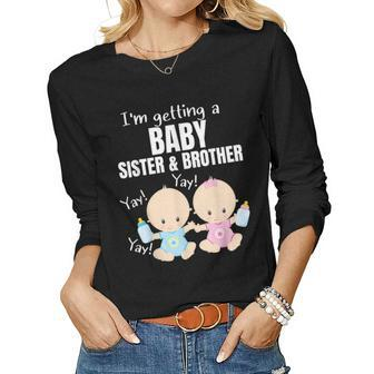 Baby Twins Sister And Brother Reveal Im Getting A Baby Women Long Sleeve T-shirt | Mazezy