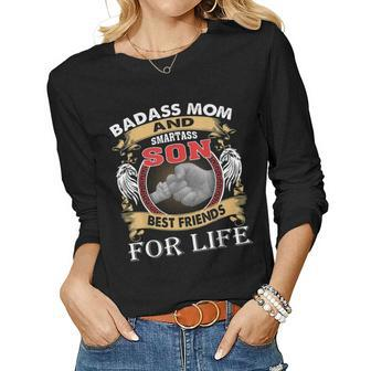Badass Mom And Smartass Son Best Friend For Life Women Long Sleeve T-shirt | Mazezy