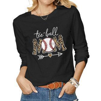 Ball Mom Leopard Tball Mom Baseball Women Long Sleeve T-shirt | Mazezy
