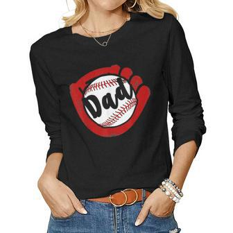 Baseball Dad T For Baseball Softball Mom Women Long Sleeve T-shirt | Mazezy