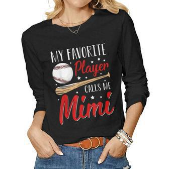 Baseball My Favorite Player Calls Me Mimi Heart Grandma Women Long Sleeve T-shirt | Mazezy