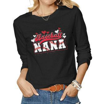 Baseball Nana Baseball Player Grandma Baseball Fan Baseball Women Long Sleeve T-shirt | Mazezy