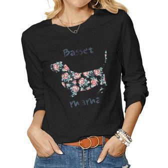 Basset Hound Gifts For Women Mama Mom Mother Grandma Women Graphic Long Sleeve T-shirt - Seseable