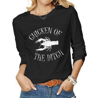 Bdaz Crawfish Chicken Of The Ditch Cajun Women Long Sleeve T-shirt | Mazezy
