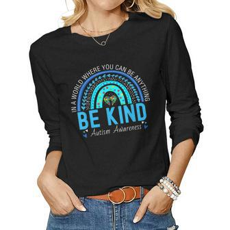Be Kind Autism Awareness Leopard Rainbow Choose Kindness  Women Graphic Long Sleeve T-shirt