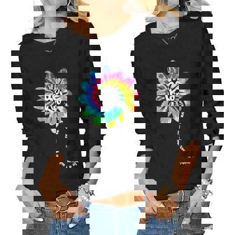 Be Kind Groovy Tie Dye Flower Poweranti Bullying Women Graphic Long Sleeve T-shirt | Seseable CA