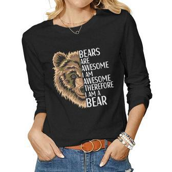 Bear Apparel Grizzly Wildlife Animal For Men Women Kids Women Long Sleeve T-shirt | Mazezy