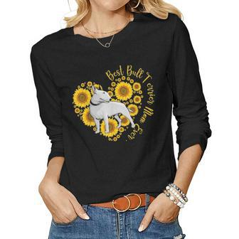 Best Bull Terrier Mom Sunflower Heart Funny Mothers Day Women Graphic Long Sleeve T-shirt - Seseable