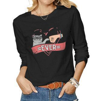 Best Cat Mom Ever Cute Heart Friends Forever Mothers Day Gif Women Graphic Long Sleeve T-shirt - Seseable