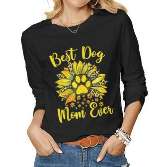 Best Dog Mom Ever Sunflower Dog Lover Women Long Sleeve T-shirt | Mazezy DE