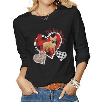 Best French Bulldog Mom Ever Three Heart Bulldog Women Graphic Long Sleeve T-shirt - Seseable