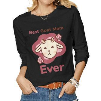 Best Goat Mom Ever Funny Women Graphic Long Sleeve T-shirt - Seseable