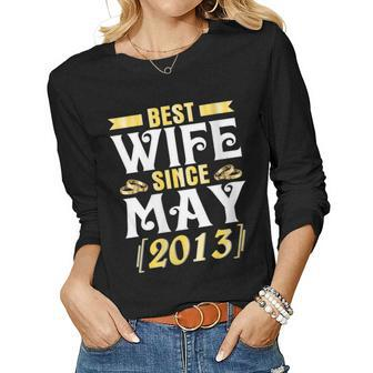 Womens Best Wife Since May 2013 Husband Marriage 10 Years Wedding Women Long Sleeve T-shirt | Mazezy