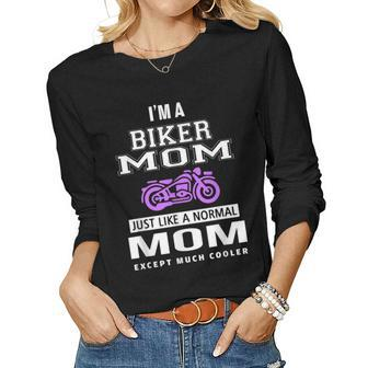Biker Mom For Motorcycle And Chopper Rider Mother Women Long Sleeve T-shirt | Mazezy