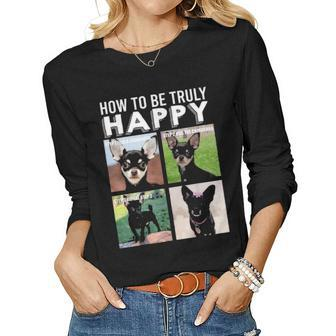 Black Chihuahua Face Funny Chi Dog Mom Dad Lover Theme Gifts Women Graphic Long Sleeve T-shirt - Seseable