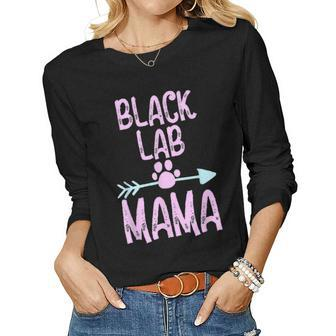Black Lab Mama Funny Labrador Dog Lovers Mom Women Gift Women Graphic Long Sleeve T-shirt - Seseable