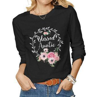 Blessed Auntie Mothers Day Blessed To Be Called Aunt Women Graphic Long Sleeve T-shirt - Seseable