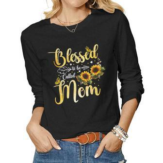 Blessed To Be Called Mom Sunflower Butterfly Women Long Sleeve T-shirt | Mazezy CA