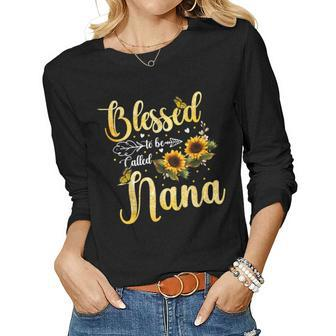 Blessed To Be Called Nana Sunflower Butterfly Women Long Sleeve T-shirt | Mazezy AU