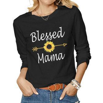 Blessed Mama Sunflower Mothers Day Gifts Women Graphic Long Sleeve T-shirt - Seseable