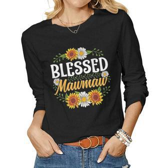 Blessed Mawmaw Mothers Day Cute Gift Floral Women Graphic Long Sleeve T-shirt - Seseable