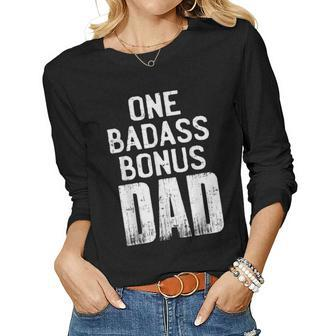 Bonus Dad Fathers Day Christmas Birthday Best Dad Women Long Sleeve T-shirt | Mazezy