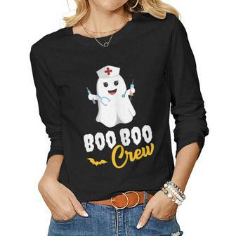 Boo Boo Crew T Nurse Ghost Idea Squad Party Cute Women Long Sleeve T-shirt | Mazezy