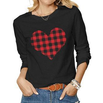 Buffalo Plaid Heart My Belongs To My Second Graders Teacher Women Graphic Long Sleeve T-shirt - Seseable