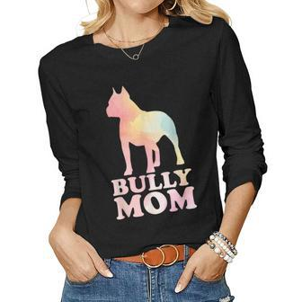 Bully Mom Colorful American Bully Dog Mom Women Long Sleeve T-shirt | Mazezy