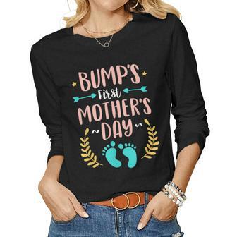 Bumps First Shirt Baby Expecting Mom Women Long Sleeve T-shirt | Mazezy UK