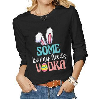 Some Bunny Needs Vodka Easter Drinking Glasses Men Women Long Sleeve T-shirt | Mazezy