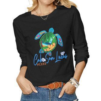 Cabo San Lucas Sea Turtle Mexico Vacation Family Trip Women Long Sleeve T-shirt | Mazezy CA