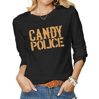 Candy Police Funny Halloween Costume Parents Mom Dad Women Graphic Long Sleeve T-shirt - Seseable