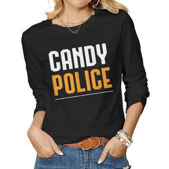 Candy Police T Halloween Costume Mom & Dad Women Graphic Long Sleeve T-shirt - Seseable