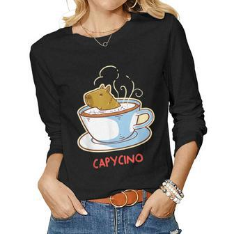 Capybara Capycino Cappuccino Coffee Cute Animal Women Long Sleeve T-shirt | Mazezy