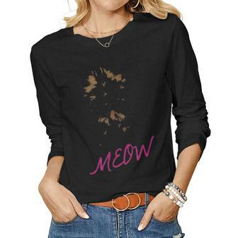 Cat Meow Kitty Funny Cats Mom And Cat Dad Gift V2 Women Graphic Long Sleeve T-shirt - Seseable