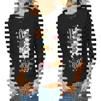 Celebrating 100 Days Of School Noprob Llama Kids & Teachers V4 Women Graphic Long Sleeve T-shirt | Seseable UK