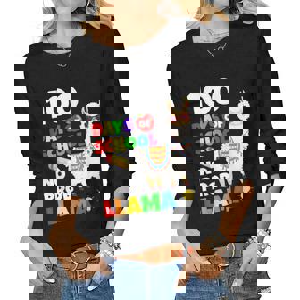 Celebrating 100 Days Of School Noprob Llama Kids & Teachers Women Graphic Long Sleeve T-shirt | Seseable UK