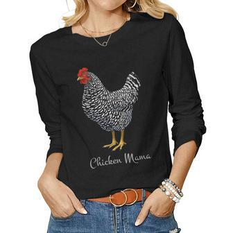 Chicken Mama Black Barred Plymouth Rock Hen Mom Bird Lovers V2 Women Graphic Long Sleeve T-shirt - Seseable