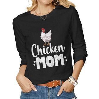 Chicken Mom Funny Country Farm Animal Farmer Gift Women Graphic Long Sleeve T-shirt - Seseable