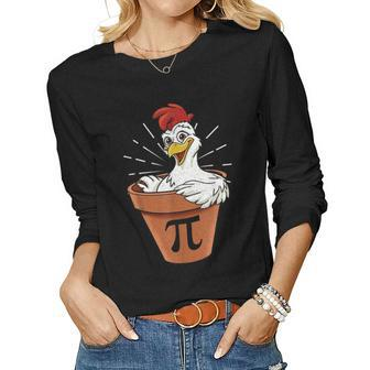 Chicken Pot Pi Day Pie Math Lover Geek 3 14 Women Long Sleeve T-shirt | Mazezy