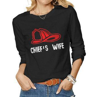 Chiefs Wife Firefighter Gift - Spouse Fire Company Women Graphic Long Sleeve T-shirt - Seseable