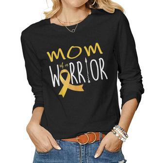 Childhood Cancer Awareness Mom Of A Warrior Women Graphic Long Sleeve T-shirt - Seseable