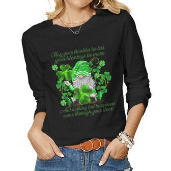 Christian Gnome St Patricks Day Irish Blessing Leprechaun Women Graphic Long Sleeve T-shirt - Thegiftio