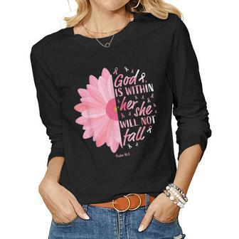 Christian Pink Breast Cancer Women Mom Wife Sister Her Women Long Sleeve T-shirt | Mazezy