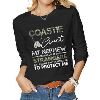 Coast Guard Aunt My Son Risked His Live To Save Strangers Women Graphic Long Sleeve T-shirt - Seseable