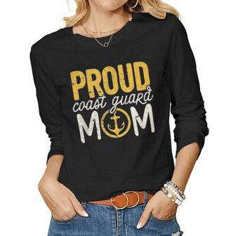 Coast Guard Mom Gift Proud Coast Guard Mom Retirement Women Graphic Long Sleeve T-shirt - Seseable